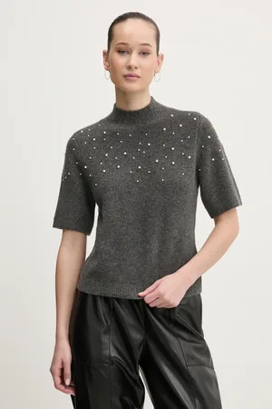 Abercrombie & Fitch Svetr z vlněné směsi dámský, barva, s pologolfem, KI150-4339