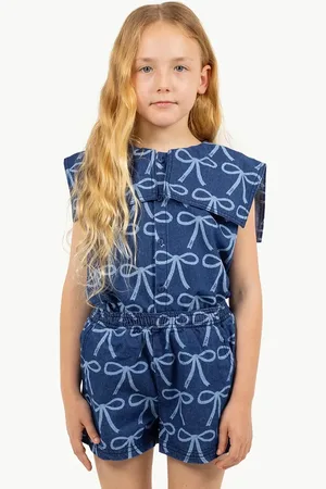 Tiny Cottons Dětská džínová halenka BOWS BLOUSE barva, s potiskem, SS25-233