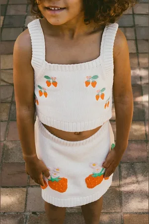 Tiny Cottons Dětská bavlněná sukně STRAWBERRIES SKIRT barva, mini, SS25-305