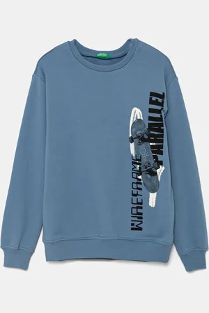 Benetton Dětská bavlněná mikina barva, s potiskem, 3UNIC10O3