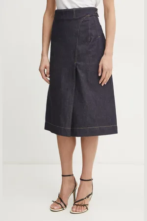 Victoria Beckham Sukně tmavomodrá barva, midi, áčková, 1125DSK006000B