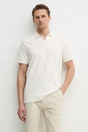 Calvin Klein Polo tričko s lněnou směsí barva, K10K114136