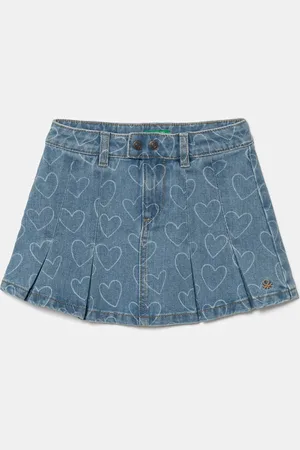 Benetton Dětská riflová sukně barva, mini, áčková, 49DAG0012