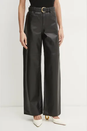 Michael Kors Kožené kalhoty dámské, barva, široké, high waist, MR53065FAF