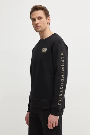 Alpha Industries Mikina Camo Sleeve Crewneck pánská, barva, s aplikací, 156306