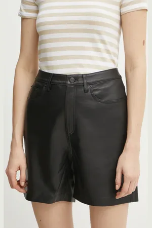 Michael Kors Kožené šortky dámské, barva, hladké, high waist, MR530SVFAF
