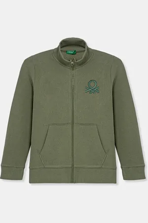 Benetton Dětská bavlněná mikina barva, melanžová, 3J68C501B