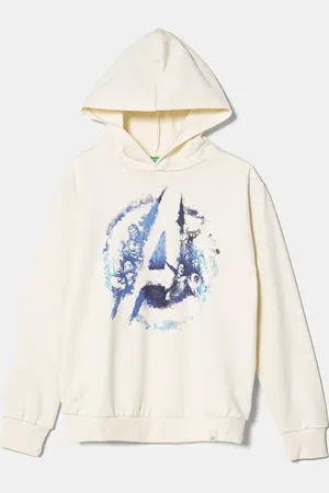Benetton Dětská bavlněná mikina x Marvel barva, s kapucí, s potiskem, 3PQMC204F