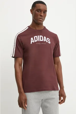 adidas Bavlněné tričko M C COLLE Collegiate vínová barva, s potiskem, JM0380