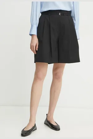 HUGO BOSS Vlněné šortky dámské, barva, hladké, high waist, 50537395