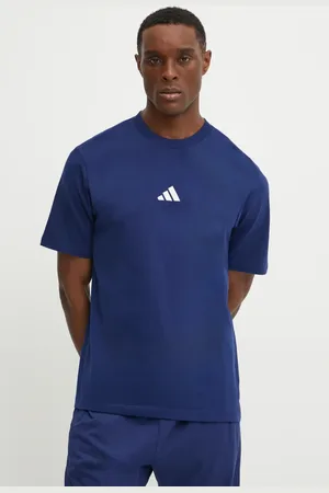 adidas Bavlněné tričko Essential tmavomodrá barva, s aplikací, JF1093