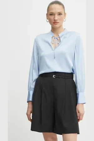 HUGO BOSS Hedvábná halenka dámská, barva, hladká, 50538492