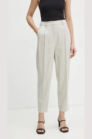 Bruuns Bazaar Kalhoty s příměsí vlny barva, jednoduché, high waist, BBW4205