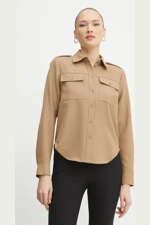 Michael Kors Košile s příměsí vlny dámská, barva, regular, s klasickým límcem, MR5400CBQZ
