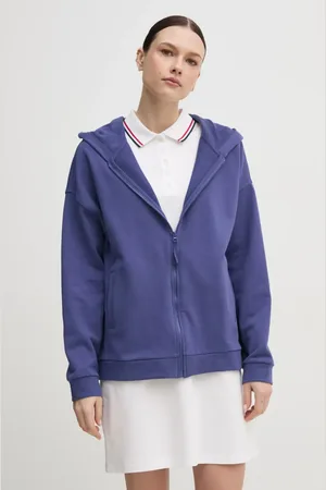 Benetton Bavlněná mikina dámská, barva, s kapucí, hladká, 3UNID500R