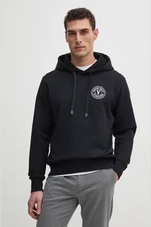 VERSACE Bavlněná mikina pánská, barva, s kapucí, hladká, 78GAIE07 CF00E