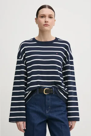 Tommy Hilfiger Bavlněné tričko s dlouhým rukávem tmavomodrá barva, WW0WW45519