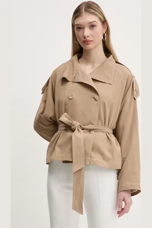 HUGO BOSS Kabát s lněnou směsí barva, oversize, 50536642