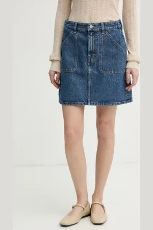 Filippa K Džínová sukně barva, mini, áčková, 31375