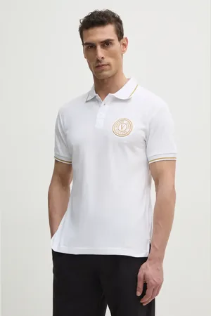 VERSACE Bavlněné polo tričko barva, s aplikací, 78GAGT00 CJ01T
