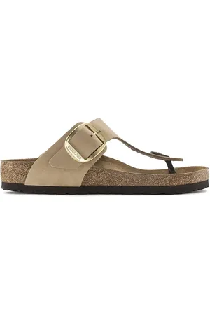Birkenstock Nubukové žabky Gizeh Big Buckle barva, na plochém podpatku, 1023966