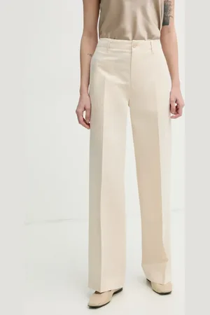 Filippa K Lněné kalhoty dámské, barva, široké, high waist, 31110