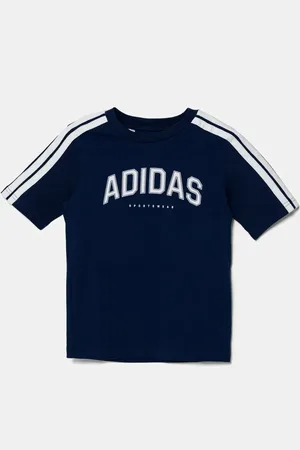 adidas Dětské bavlněné tričko tmavomodrá barva, s potiskem, JL6138