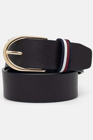 Tommy Hilfiger Kožený pásek dámský, tmavomodrá barva, AW0AW16596