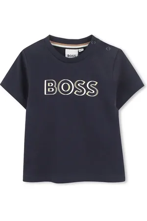HUGO BOSS Bavlněné dětské tričko tmavomodrá barva, s potiskem, J52107
