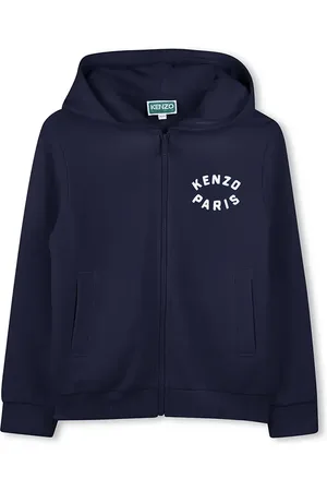 Kenzo Mikina tmavomodrá barva, s kapucí, s potiskem, K61176