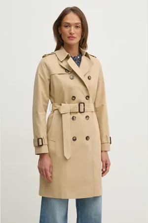 Sisley Trench kabát dámský, barva, přechodný, dvouřadový, 2KVRLN05E
