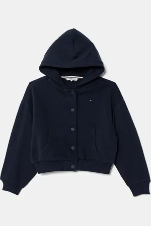 Tommy Hilfiger Dětská mikina tmavomodrá barva, s kapucí, hladká, KG0KG08459