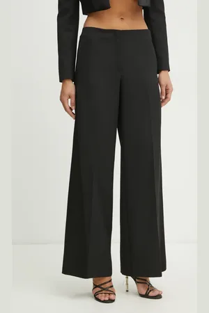 Pinko Kalhoty s příměsí vlny dámské, barva, jednoduché, high waist, 104667 A2CN