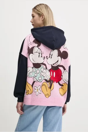 Desigual Mikina BETTER dámská, tmavomodrá barva, s kapucí, s potiskem, 25SWSK28