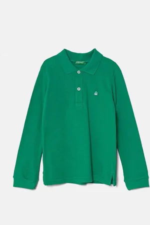 Benetton Dětské bavlněné tričko s dlouhým rukávem barva, 3089G3009