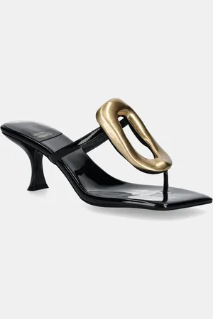Jeffrey Campbell Kožené pantofle Linq-Up dámské, barva, na podpatku, JC-1131-2-1