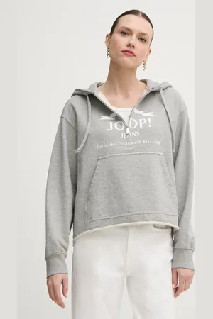 JOOP! Bavlněná mikina dámská, barva, s kapucí, s potiskem, 30046271