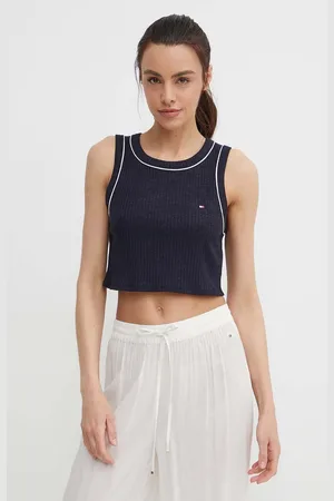 Tommy Hilfiger Top dámský, tmavomodrá barva, UW0UW05232
