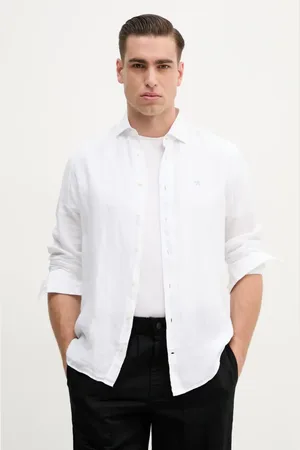 Hackett Lněná košile pánská, barva, regular, s klasickým límcem, HM3010266