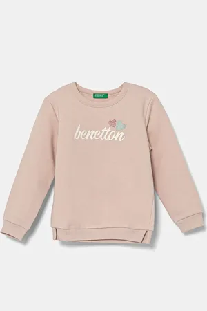 Benetton Dětská mikina barva, s potiskem, 39M2G10GM