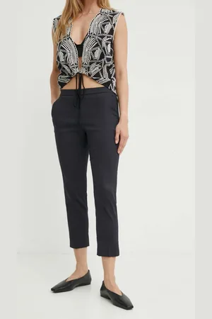THEORY Plátěné kalhoty barva, přiléhavé, high waist