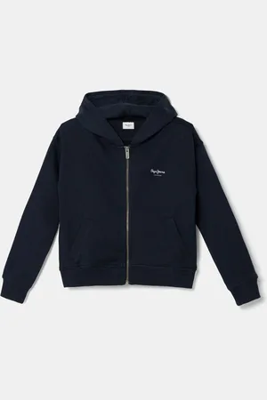 Pepe Jeans Dětská bavlněná mikina VICKY tmavomodrá barva, s kapucí, s potiskem, PG581337