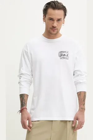 Vans Bavlněné tričko s dlouhým rukávem barva, s potiskem, VN000M41WHT1