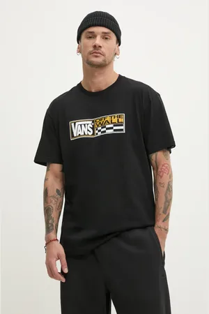 Vans Bavlněné tričko barva, s potiskem, VN000NHMBLK1