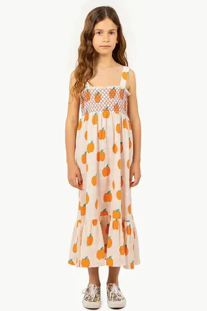 Tiny Cottons Dětské bavlněné šaty APPLES DRESS barva, midi, SS25-162