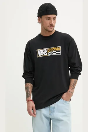 Vans Bavlněné tričko s dlouhým rukávem barva, s potiskem, VN000M3ZBLK1