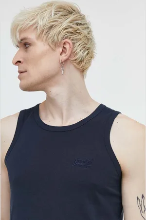 Superdry Bavlněné tričko tmavomodrá barva