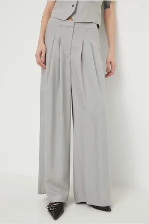 Herskind Kalhoty s příměsí lnu Lotus barva, high waist, 5114840