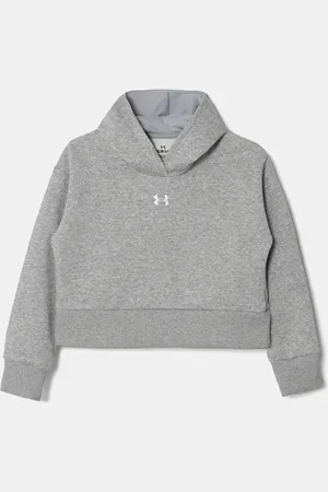 Under Armour Dětská mikina UA Rival Fleece Crop barva, s kapucí, melanžová