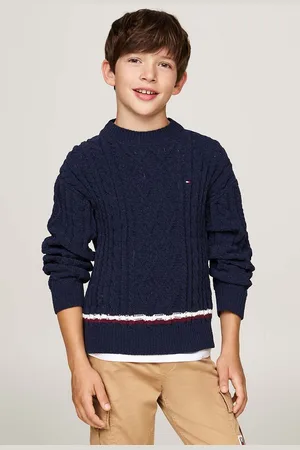 Tommy Hilfiger Dětský svetr tmavomodrá barva, hřejivý, KB0KB09257